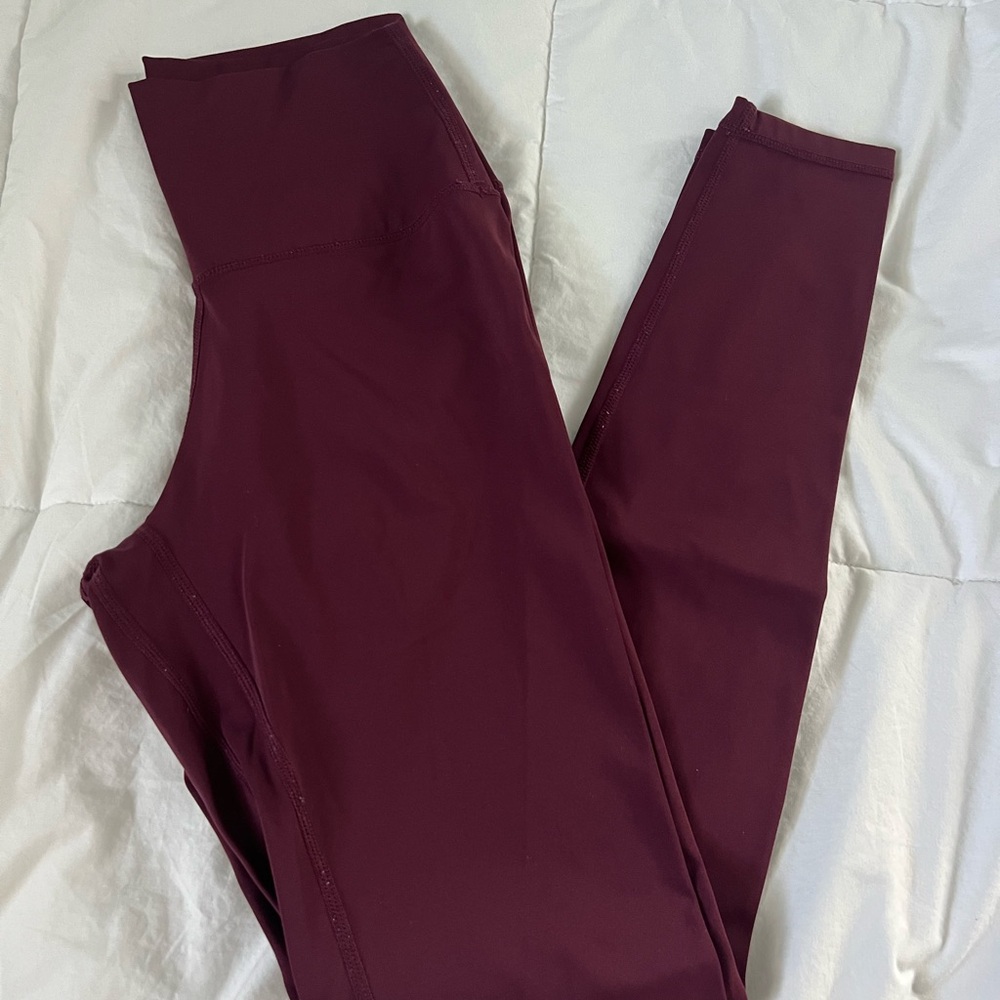 High-Waist Burgundy Workout Leggings